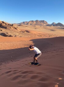Sandboarding in the Desert of Wadi Rum