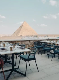 Great Pyramid Inn Meal with Pyramids View