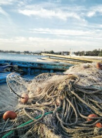 Small fishing village with local fishermen